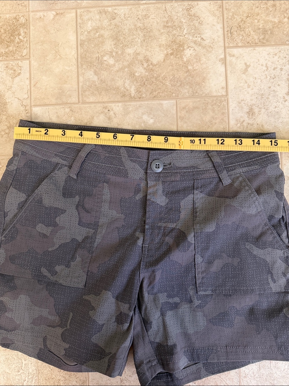 Prana Women's Dark Gray Camo Cargo Shorts - Picture 6 of 8